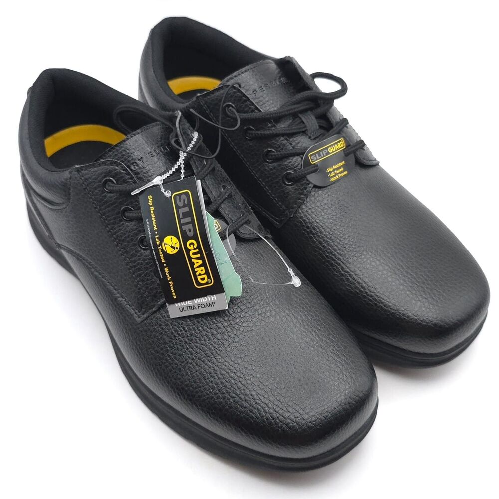 PERRY ELLIS‎ PORTFOLIO New Men's Work Shoes Black 10 Wide Ultra Foam Slip Guard